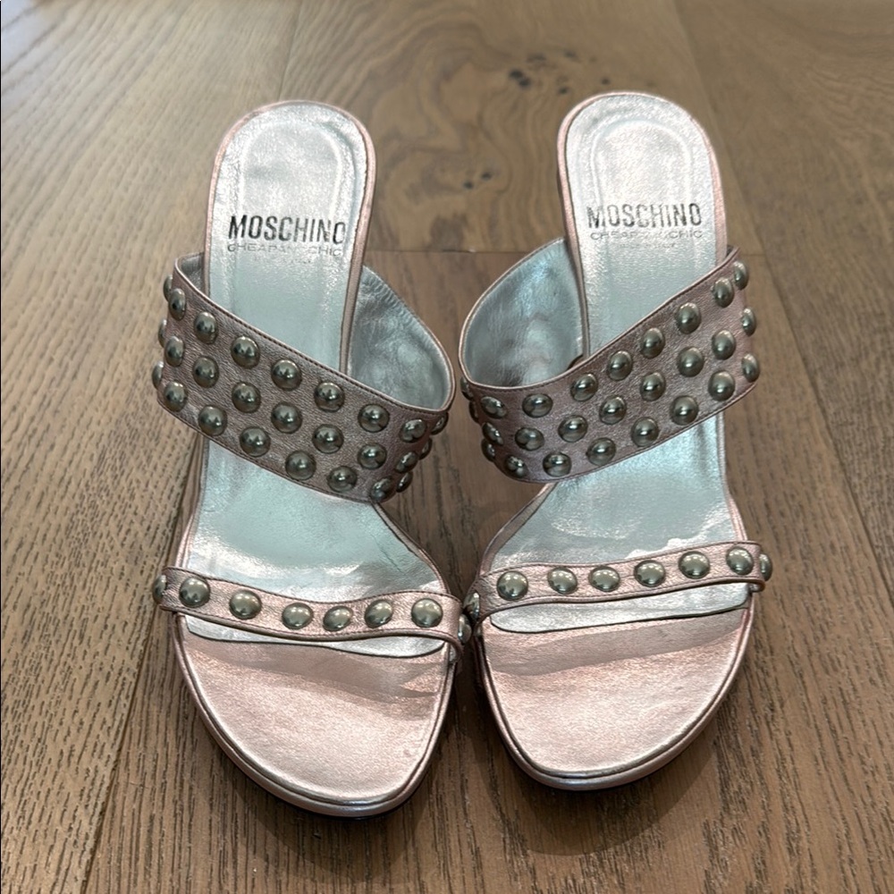 Moschino Metallic Pink Studded Women's Sandals Size EU 40